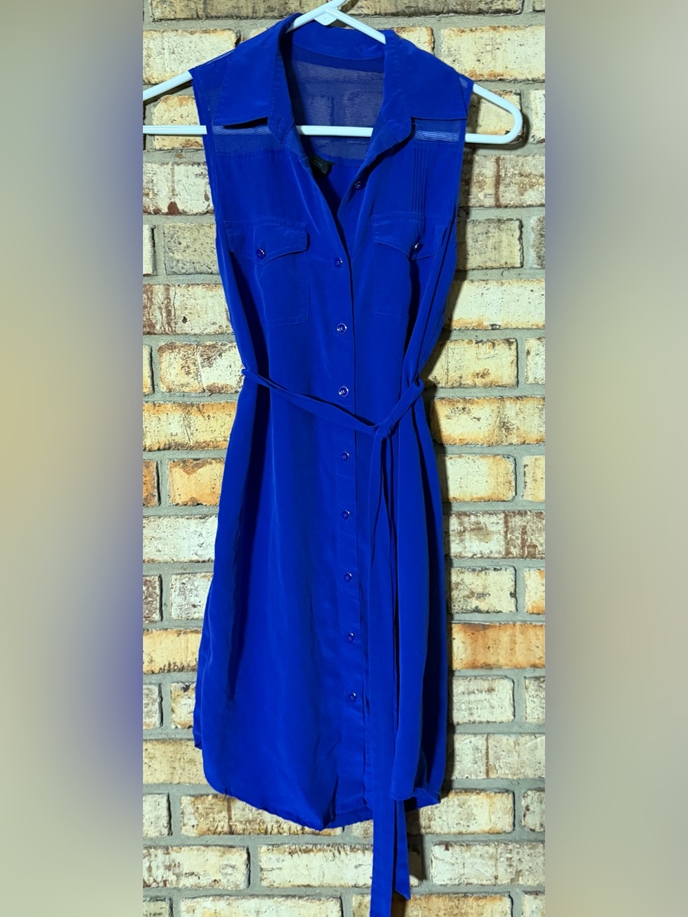 Club Monaco blue 100% Silk Dress 00 ptp 17” EUC